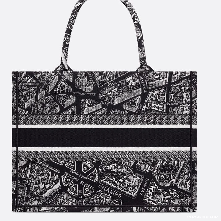 Cheap Motif Tote Canvas Dior Paris Plan Book de Black 0731 Luxury